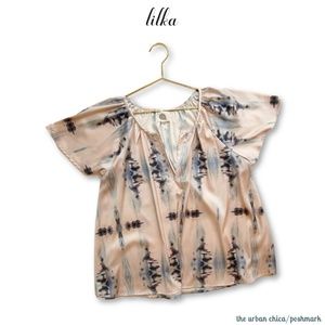 LILKA Anthropologie Tie Dye Accent Blouse